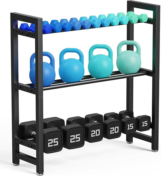 3 Tier Adjustable Dumbbell Rack - Heavy-Duty 330LB Capacity Weight Storage Stand for Dumbbells