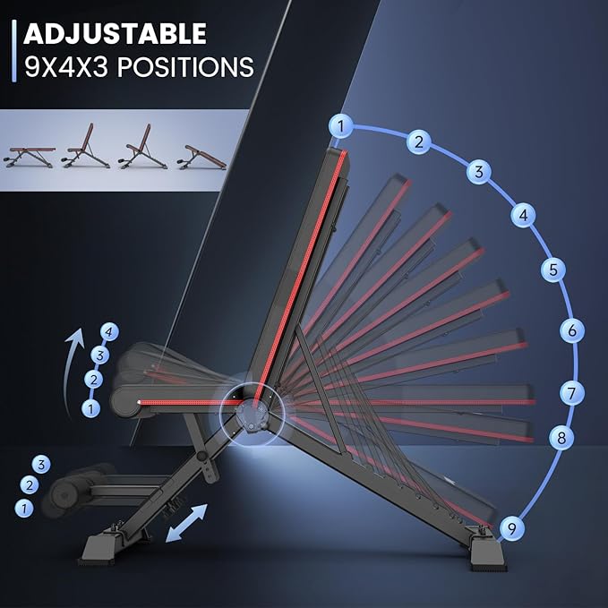 PASYOU Adjustable Weight Bench Full Body Workout Multi-Purpose Foldable Incline Decline Exercise
