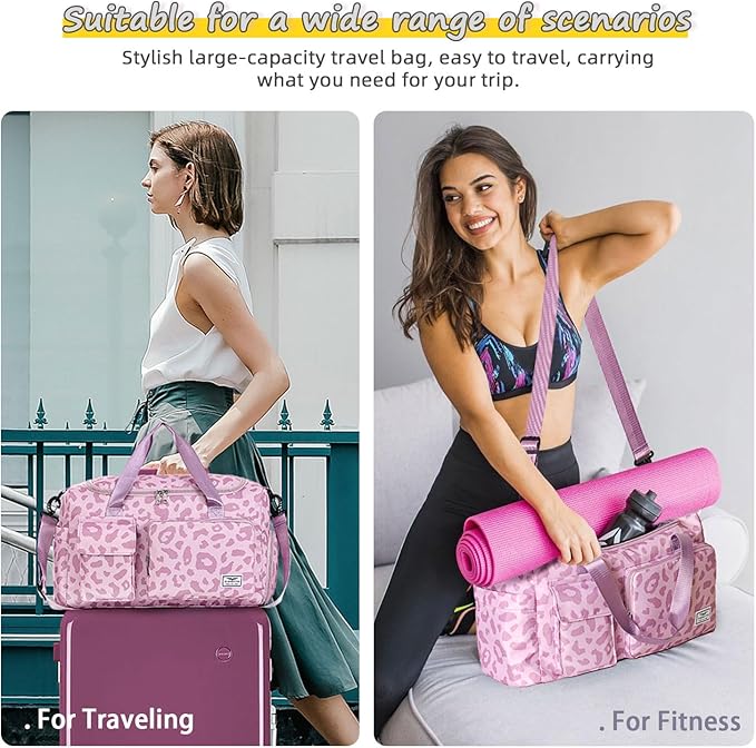 FIORETTO Women's Gym Duffle Bag with Shoes Compartment, 37L Capacity, Ideal for Travel, Gym