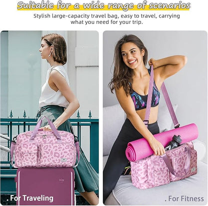FIORETTO Women's Gym Duffle Bag with Shoes Compartment, 37L Capacity, Ideal for Travel, Gym