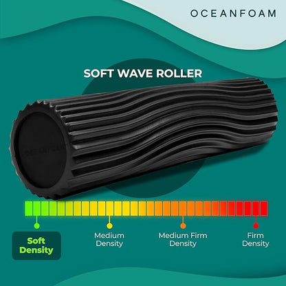 Oceanfoam Soft Tidal Roller (Black) - Low Density Foam Roller for Physical Therapy, Back Pain