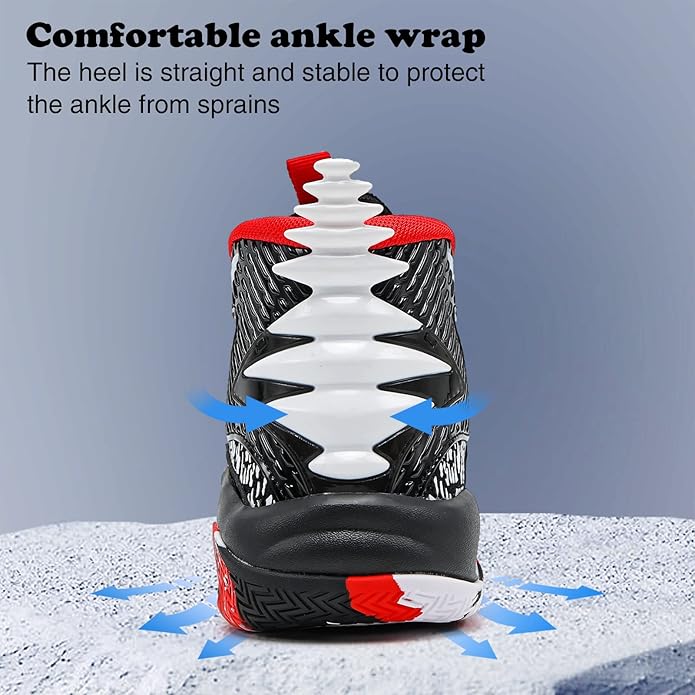 JMFCHI Kids Basketball Shoes High-top Sports Shoes Sneakers Durable Lace-up Non-Slip Running Shoes