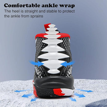 JMFCHI Kids Basketball Shoes High-top Sports Shoes Sneakers Durable Lace-up Non-Slip Running Shoes
