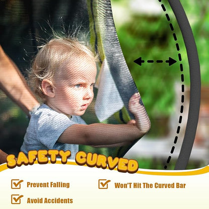 Trampoline 12FT 14FT 15FT 16FT for Kids/Adults - Outdoor Recreational with Enclosure Net Curved