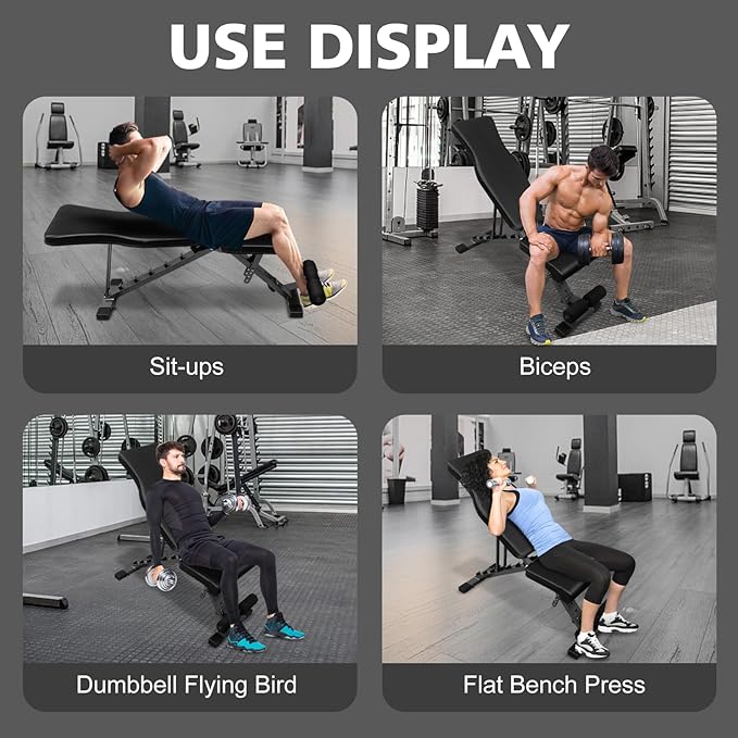 Weight Bench Press, Adjustable Workout Benches for Dumbbell Exercise, 600LBS Foldable Strength
