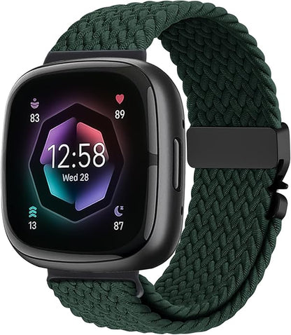 Braided Stretchy Band for Fitbit Versa 4/Versa 3/Sense 2/Sense Watch Band Women Men,Parachute-style