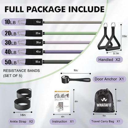 WHATAFIT Resistance Bands, Exercise Bands，Resistance Bands for Working Out, Work Out Bands with