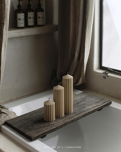 LAWA Ribbed Peak Pillar Candle - Large Beautiful Handmade Pillar Scented Soy Wax Candle Elegant