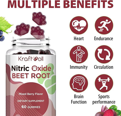 Beet Root Gummies 6000mg ??Nitric Oxide Booster with Grape Seed, Pomegranate, Vitamins C & B12