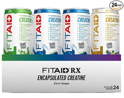 FITAID RX Zero Sugar, Encapsulated Creatine, Workout Recovery Drink, All-In-One Blend, BCAAs