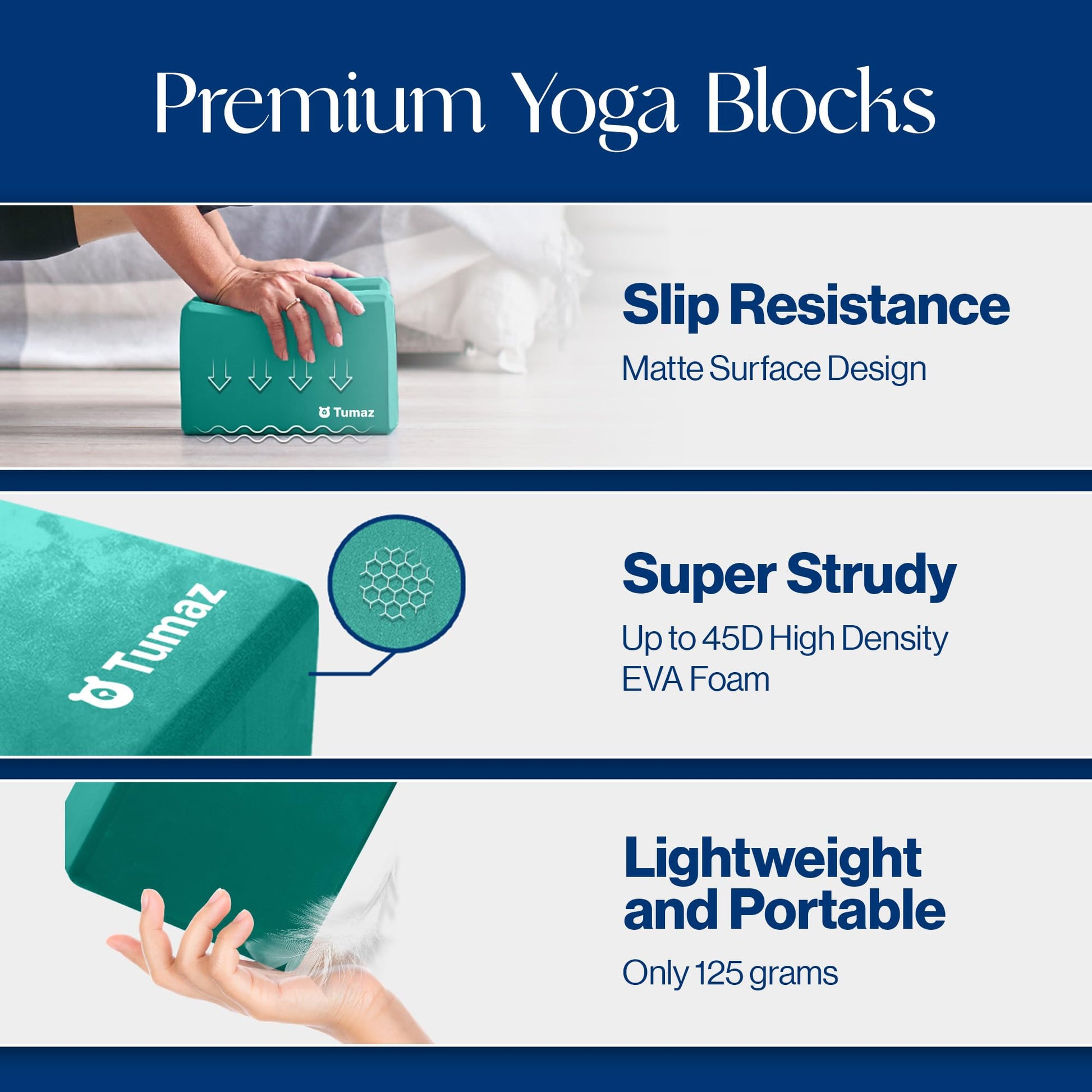 Tumaz Non-Slip Yoga Blocks，High-Density EVA Foam 2 Pack for Yoga & Pilates