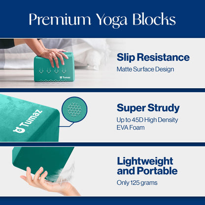 Tumaz Non-Slip Yoga Blocks，High-Density EVA Foam 2 Pack for Yoga & Pilates