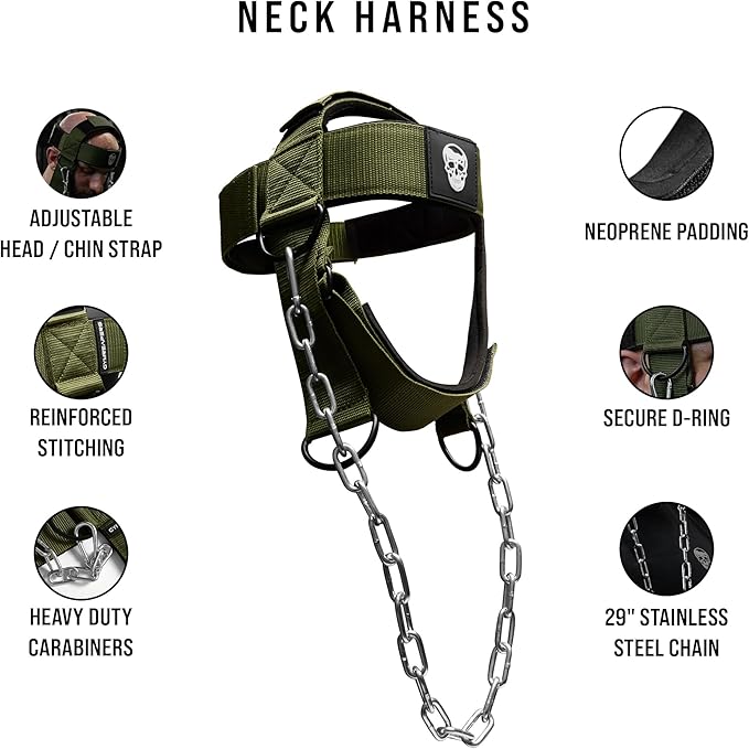 Gymreapers Neck Harness Weight Lifting - Neck Trainer Workout Equipment - Heavy Duty Stainless
