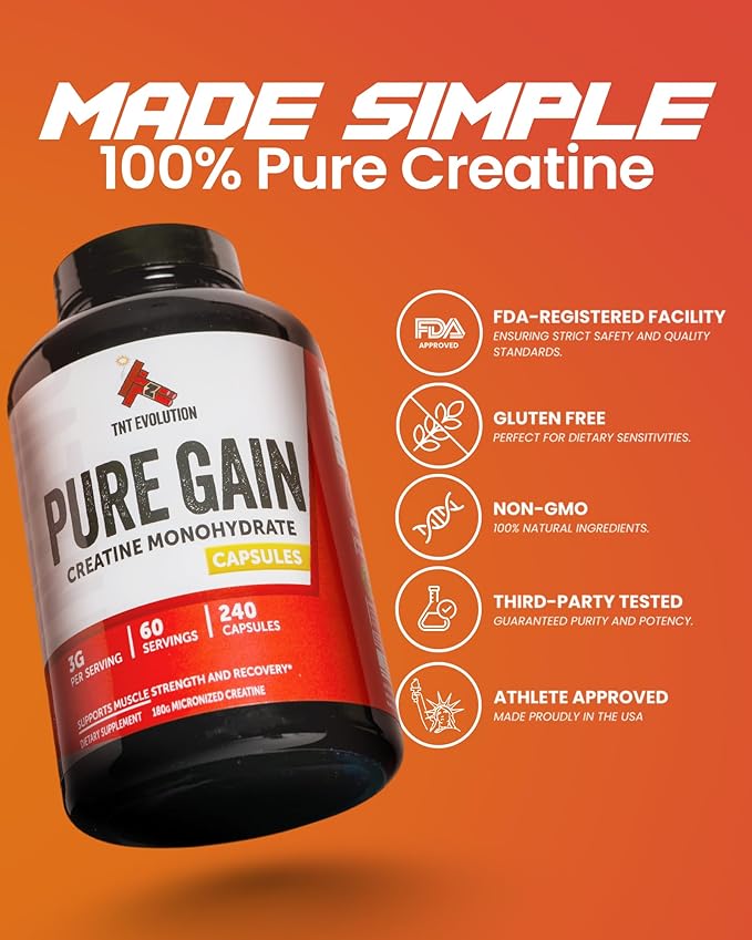 Creatine Monohydrate Capsules – 750mg Capsule for Men & Women – 60 Serving – Pure Micronized