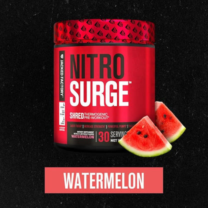 Jacked Factory NITROSURGE Shred Pre Workout Supplement - Energy Booster, Instant Strength Gains