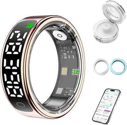 Smart Health Ring for Women Men, Smart Ring Fitness Tracker for iOS Android, Heart Rate, Blood