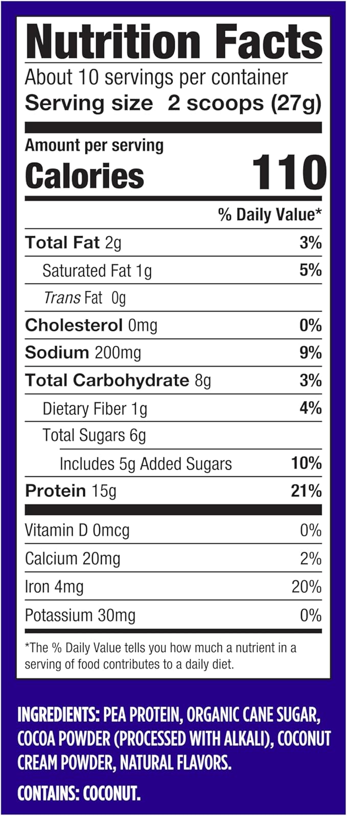 Vega Protein Made Simple - 15g Plant-Based Pea Protein, Chocolate, 10 Servings, Stevia Free, No
