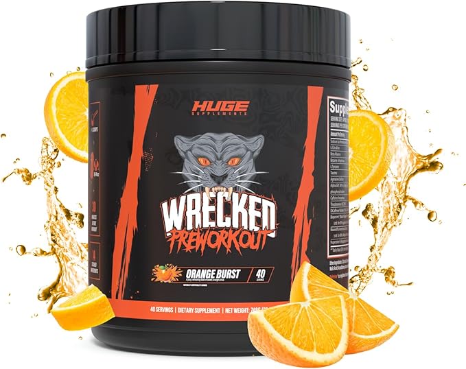 Huge Supplements Wrecked Pre-Workout, Advanced Formula, Boosts Energy, Focus, Pumps & Performance
