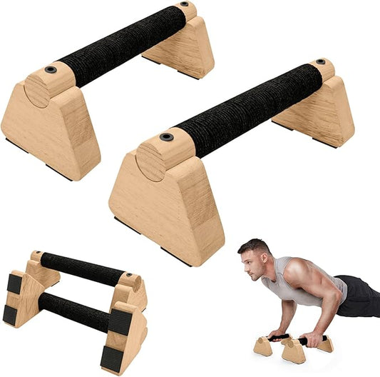 Parallettes Bars - Wooden Calisthenics Equipment for Handstand Training, Push Up Bars &