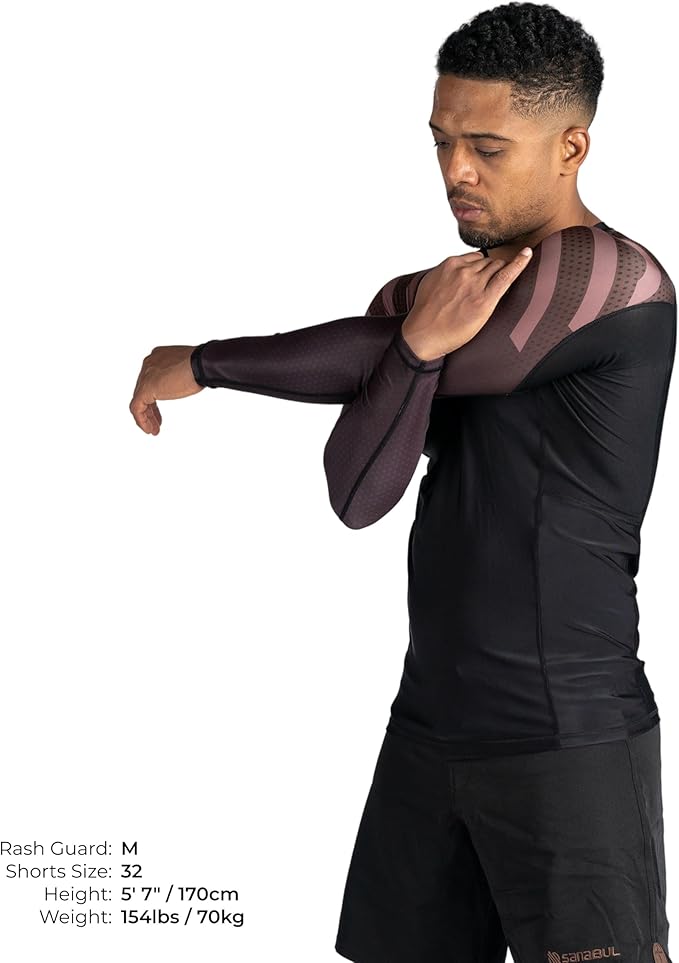 Sanabul Essential Long Sleeve Compression Training Rash Guard for MMA BJJ Wrestling Grappling and