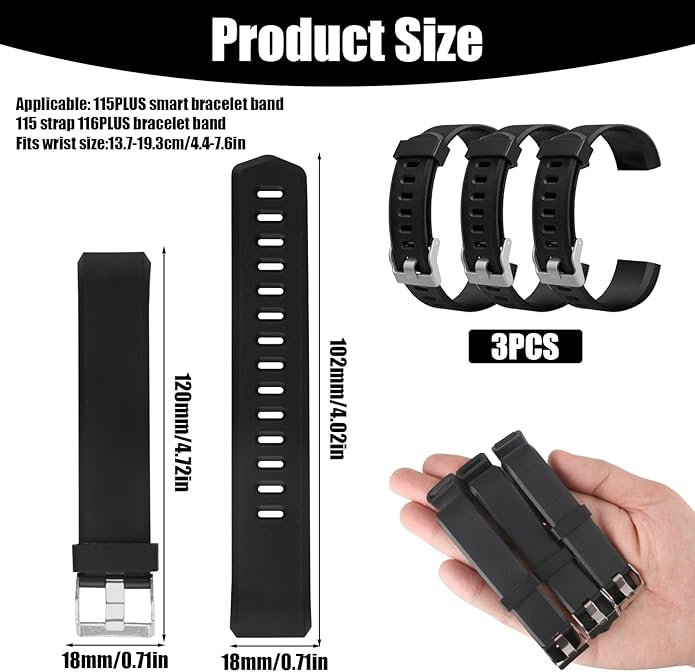 Watch Bands Replacement for ID115plus HR, Very Fit Pro Activity Fitness Tracker Wrist Bands Set