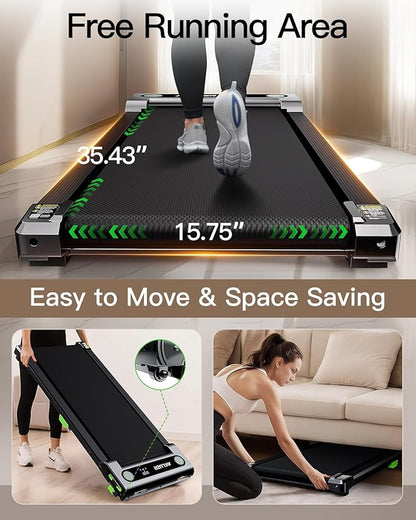 Walking Pad with Incline, Akluer Incline Treadmills for Home, 2.5 HP Under Desk Treadmill Small