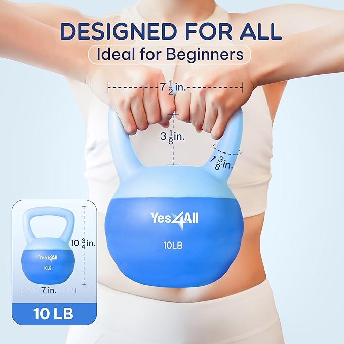 Yes4All Soft Kettlebell, PVC Kettlebells Exercise Weights & Color-Coded Strength Training