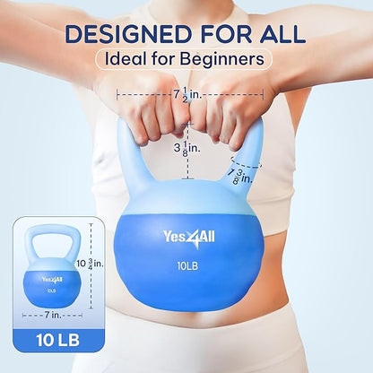Yes4All Soft Kettlebell, PVC Kettlebells Exercise Weights & Color-Coded Strength Training