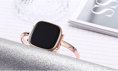 Silm Band Compatible with Fitbit Versa 4/Fitbit Sense 2 Band Cute Women, Bling Jewelry Metal Strap
