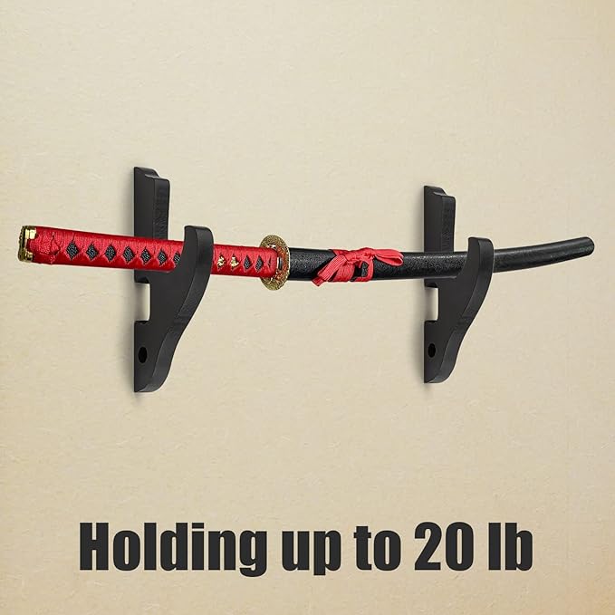 Sword Holder Wall Mount 1-Tier Hook Katana Holder Adjustable Display Hanger for Samurai Sword Tanto