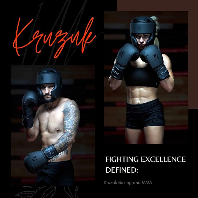 Kruzak Matte Black Boxing Gloves and Pads, Boxing Gloves Training Set for Kickboxing and Muay Thai