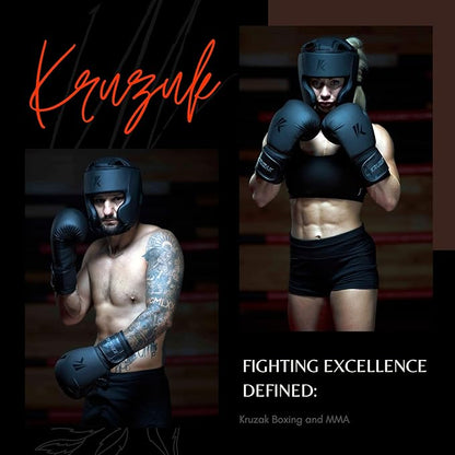 Kruzak Matte Black Boxing Gloves and Pads, Boxing Gloves Training Set for Kickboxing and Muay Thai