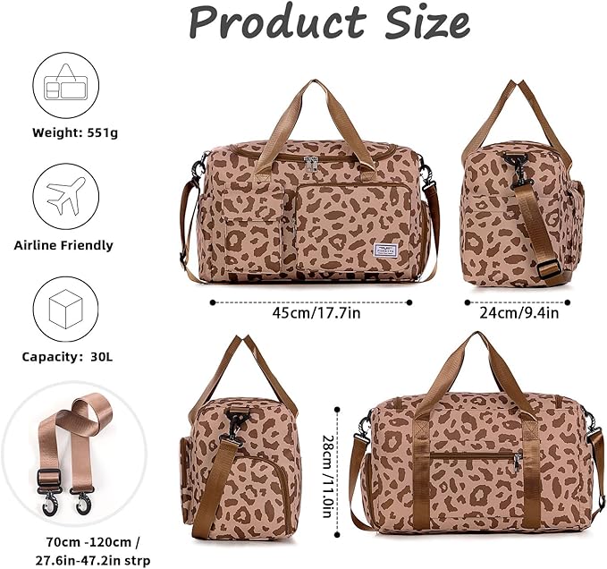 FIORETTO Women's Gym Duffle Bag with Shoes Compartment, 37L Capacity, Ideal for Travel, Gym