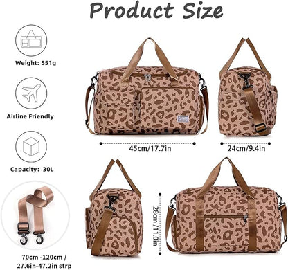 FIORETTO Women's Gym Duffle Bag with Shoes Compartment, 37L Capacity, Ideal for Travel, Gym