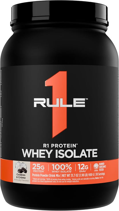 Rule 1 R1 Protein Whey Isolate - with 25g Protein & 6g BCAA Exclusively from Isolated & Hydrolyzed