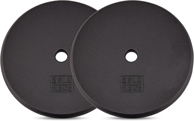 Yes4All Standard 1" Cast Iron Weight Plate - Ideal for Strength Training - Multiple Weight: 5LB to