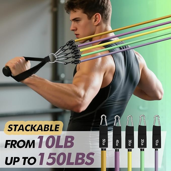 WHATAFIT Resistance Bands, Exercise Bands，Resistance Bands for Working Out, Work Out Bands with