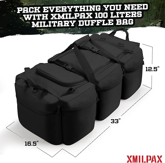 100L Large Military Duffle Bag Deployment Duffel Bag Sports Equipment Travel Luggage Bag with