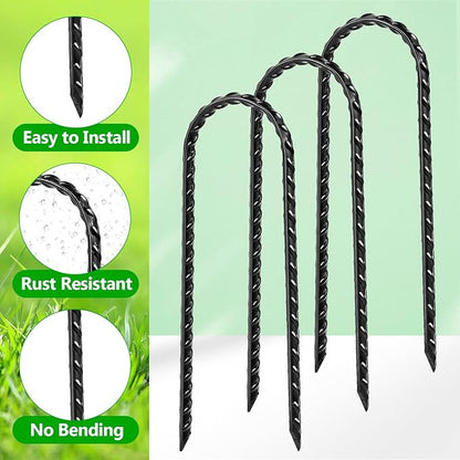 12 Pack Trampoline Stakes, 12 Inches Trampoline Wind Stakes, Heavy Duty Ground Anchors, U Shaped