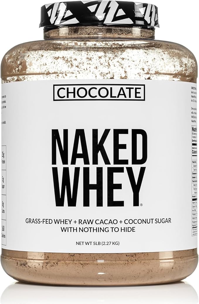 NAKED Whey Protein Supplement Powder, Chocolate, GMO Free, Soy Free, Gluten Free Aid Muscle Growth
