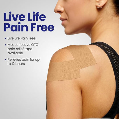 4% Lidocaine Maximum Strength Pain Relief Kinesiology Tape - Relieves Back, Joints and Muscle Pains