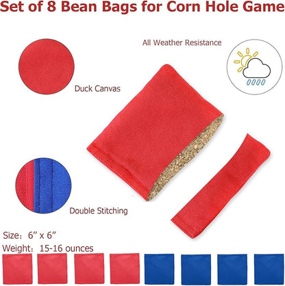 UKASE Solid Wood Regulation Size Cornhole Set Portable Bean Bags Toss Game with Durable Wood Grain
