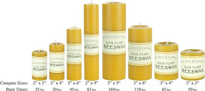 100% Pure Beeswax Pillar Candle (3" x 4") | Natural Beeswax Candles | Soy, Paraffin & Fragrance