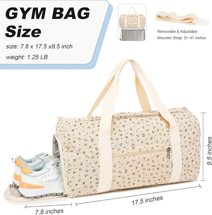 Duffle Bag for Gym Sports Women Girls Workout Travel Bag Weekender with Shoe Compartment and Wet