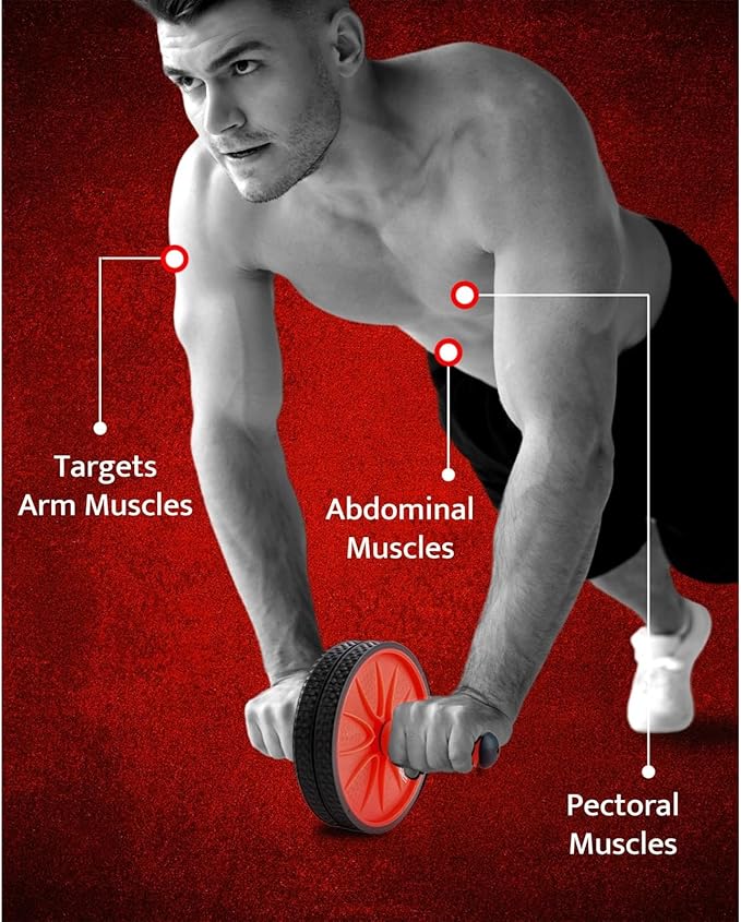 WOD Nation Ab Roller - Black & Red, Modern Core Fitness Equipment for Home Gym & Travel - Ab Wheel