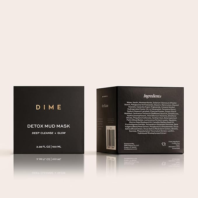 Dime Beauty Detox Mud Mask with Dead Sea Mud, Self Care Facial Mask that Nourishes and Brightens