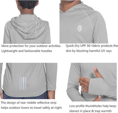 Hoodies for Boys Outdoor Recreation Shirts - Youth Athletic Tops Sun Protection UPF 50+