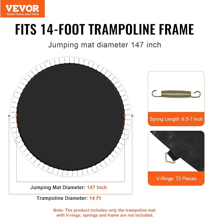 VEVOR Replacement Trampoline Mat, Universal Jumping Round Trampoline, Reinforce UV-Resistant Mat