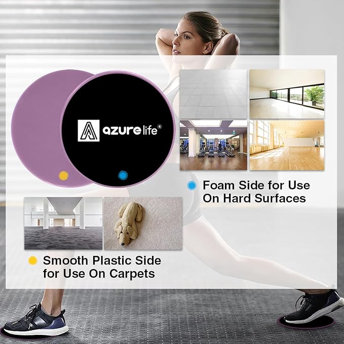 Exercise Core Sliders, Dual Sided Exercise Gliding Discs Use on Carpet or Hardwood Floors, Light