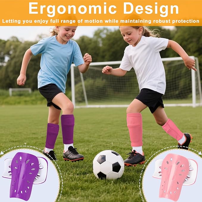 2 Pairs Shin Guards Soccer for Kids,Shin Pads Extra Lightweight Breathable Slide in Shin Guard for